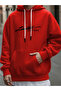 Limited Edition Printed Red Oversize Hooded Sweatshirt Hoodie