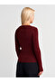 10803 V-Neck Glitter Knit Sweater-Burgundy - 2