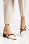 Tan Beige Patent Leather Open Back Pointed Toe Short Heel Casual Ballet Flats Women's High-Heeled Shoes - 2