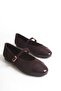 Belle Burgundy Suede Genuine Leather Women's Ballerinas - 3