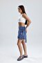 Floral Patterned Side Tie Skirt - Blue - 3