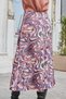 Women's Lycra-Free Satin Fabric High Waist Below Knee Length Long Bell Skirt-Purple Pattern - 8