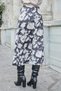 Women's Lycra-Free Satin Fabric High Waist Below Knee Length Long Bell Skirt-Black Pattern - 7