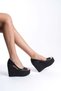 Women's Black 11 cm Platform Wedge Heeled Shoes - 2