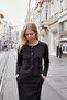 Women's Stretchy Silky Modal Fabric Wide Crew Neck Pocket Flap Long Sleeve Button down Jacket-Black - 4