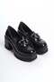Women's Black Patent Leather 8 cm Heeled Platform Shoes - 4