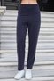 Women's Stretchy Modal Fabric High Waist Pocketed Leg Part Relaxed Fit Skinny Leg Trousers-Navy Blue - 3