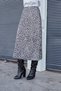 Women's Lycra-Free Satin Fabric High Waist Below Knee Length Long Bell Skirt-Black Leopard - 5