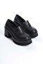 Women's Black Skin 8 cm Heeled Platform Shoes - 4
