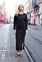 Women's Silky Stretchy Modal Fabric High Waist Pocketed Elastic Waist Side Slit Long Skirt-Black