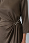 Women's Brown Accessory Detail Satin Invitation Dress - 4