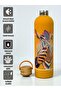 500 ml Stainless Steel Thermos with Bamboo Lid and Orange Zebra Pattern - 2
