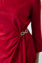 Women's Burgundy Accessory Detail Satin Invitation Dress - 4