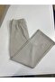 Women's Comfortable Fit Ottoman Fabric Beige Trousers - 4