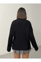 Women's Black V-Neck Buttoned Pocketed Ribbed Knit Cardigan - 5