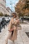 women's faux leather buttoned pocket detail full-length trench coat NBEMP2617