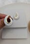 White Enamel Double-Way Gold Women's Earrings (3cm) - 2