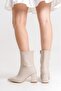 Mr902 |   Women's Beige Pointed Toe Premium Leather Heeled Boots – Elegant & Zippered Design - 2