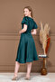 Satin Belt Detail Midi Dress - Emerald Green - 8