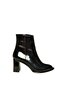 V590166308 Black Patent Leather Thick Heeled Classic Boots - 6