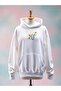 Number Printed Cotton 3 Thread Oversize White Sweatshirt