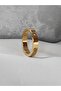 Steel Ring Gold Golden Color with Zircon Stone - 4