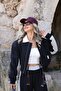 Black Color Block Back Letter Printed Bomber Jacket