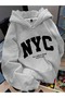 سويت شيرت كبير الحجم بقلنسوة مطبوع عليه NYC