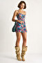 Women's Multi-Colored Thin Strap Drape Detailed Short Dress 60284059