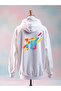Number Printed Cotton 3 Thread Oversize White Sweatshirt - 2