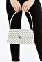 Patterned White Women's Retro Front Flap Leather Look Shoulder Bag - 3