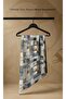Blue Coffee Square Patterned Shawl |   Minimalist and Modern |   Chiffon Fabric |   70X180 - 4