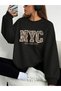 Nyc New York Printed Oversize Unisex Women/Men's Crewneck Sweatshirt