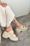Women's Beige Two Buckle Thick Sole Orthopedic Sandals K-3040 - 2