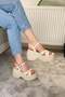 Women's Beige Cross-Strapped Thick Sole Orthopedic Sandals K-3000 - 5