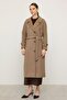 Cashmere Coat with Knit Stitch Detail and Pleated Back, Medium Length, K. Kamel 3113 - 2