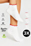 Bamboo Women's Red Ruffled Booties Elasticless Seamless White Socks 3 Pack