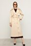 Removable Fur Self-Patterned Limited Edition Coat Cream 3127 - 2