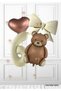 6 Years Old Brown Retro Bear - Cream Number Balloon - 1 Cream Bow Foil Balloon - 1 Brown Heart