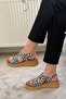 Women's White Patent Leather Leopard Thick Cork Sole Orthopedic Sandals K-250 - 3