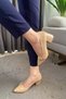 Women's Mita Skin Bow Stone Low Heel Evening Dress Shoes - 7