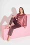 Women's Stripe Pattern Long Sleeve French Velvet Fabric Winter Warm Pajama Set