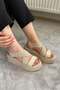 Women's Beige Rubber Detailed Wedge Sandals