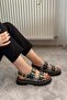 Women's White Leopard Double Strap Capsule and Vardola Detailed Thick Sole Orthopedic Sandals K-120 - 5