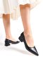 Women's Mora Black Leather 3.5 cm Thick Heeled Shoes