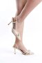 Women's Cream Skin Color 9 cm Thin Heeled Pointed Toe Open Side Stiletto - 2