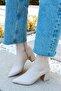 Flexible Stretch Ankle Flexible Zipper Detail Mid-Heel Pointed Toe Women's Boots Bootie