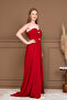 Chiffon Strapless Long Evening Dress - Red - 4
