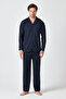 Men's Long Sleeve Navy Blue Pajama Set
