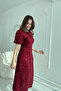 Shimmery Padded Shoulders Sequin Burgundy Dress - 8